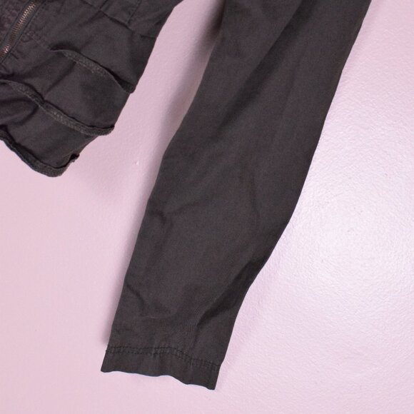 Miley Cyrus Max Azria Junior's Cotton Olive Green Zip Up Military Jacket Size M - Picture 6 of 9